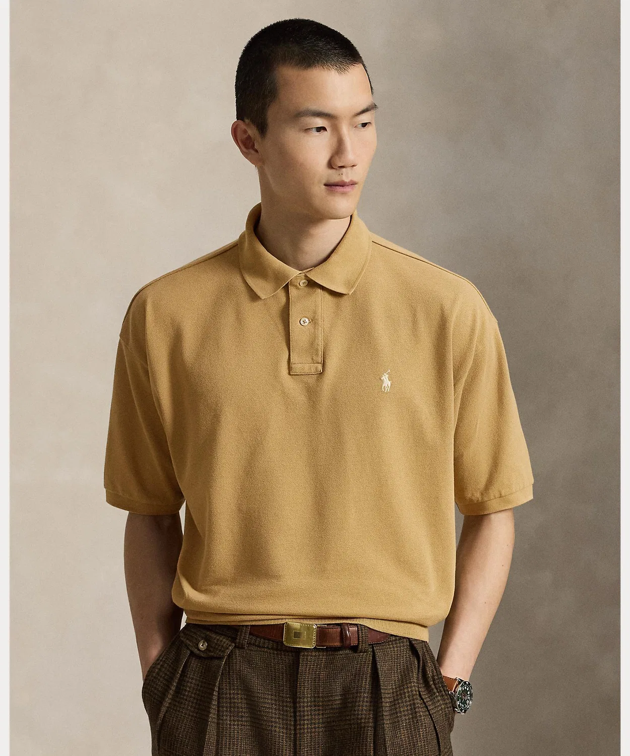 Мужская сетчатая поло с коротким рукавом POLO RALPH LAUREN, Brown