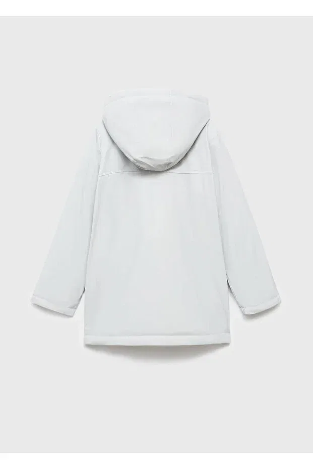 Детское пальто для девочек с капюшоном Mango Kids, Sky Blue — фото 4