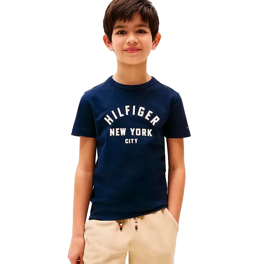 Детская футболка с коротким рукавом Tommy hilfiger Curved Graphic, Blue