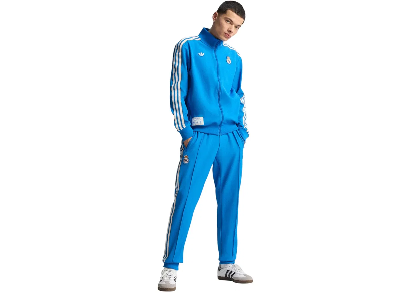 Мужская куртка с длинным рукавом Real Madrid Terrace Icons Track Top Adidas, Blue Bird White