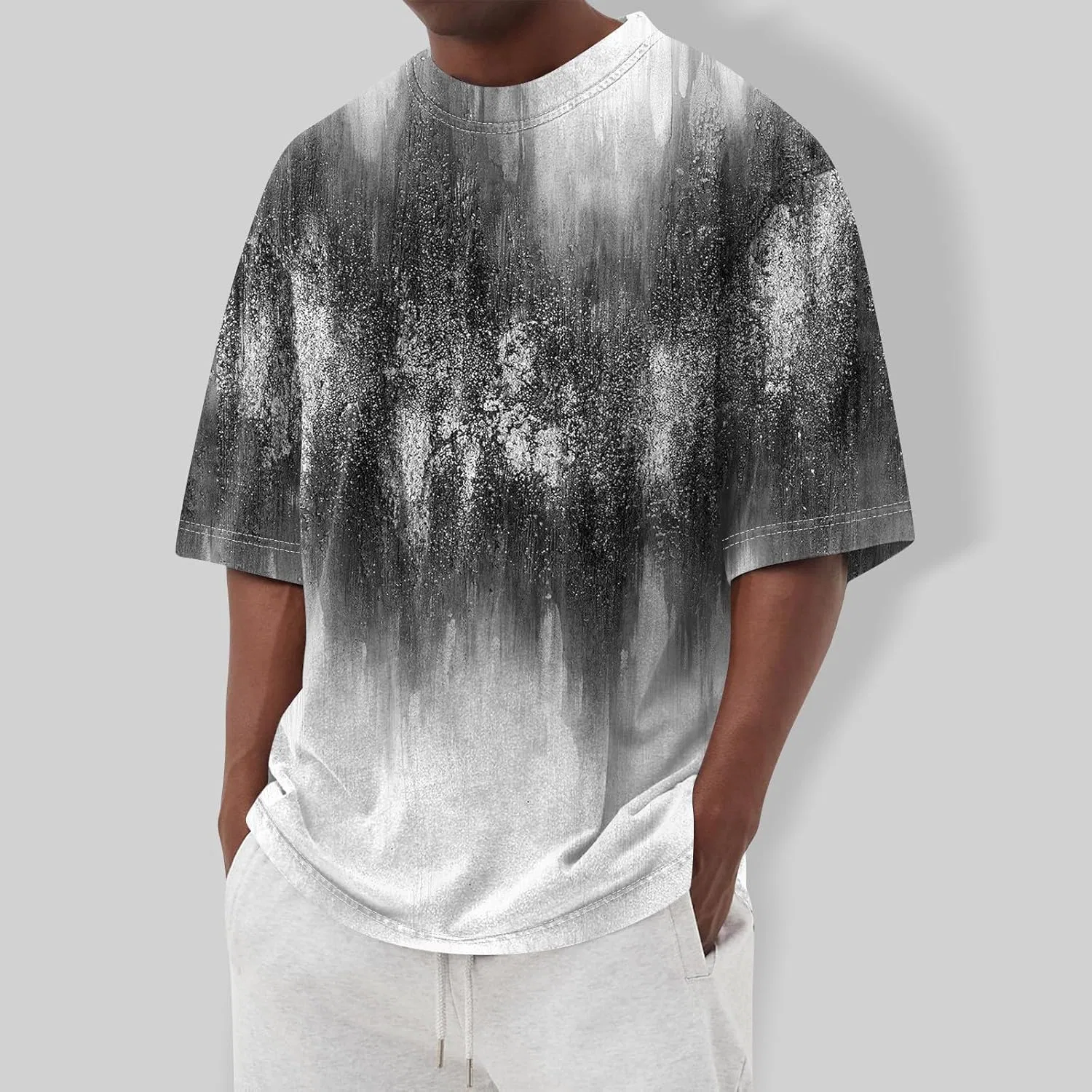 Мужская футболка с градиентом Graphic Crewneck T-Shirt, 4-dark Gray — фото 2