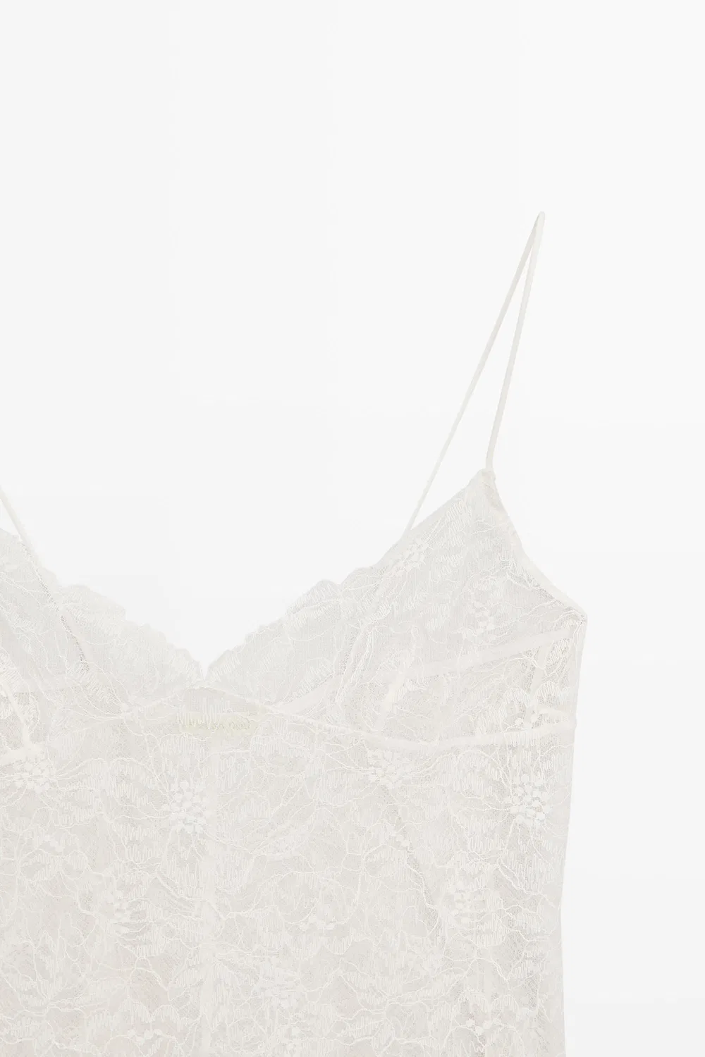 Топ Massimo Dutti Strappy Floral Lace, кремовый — фото 4