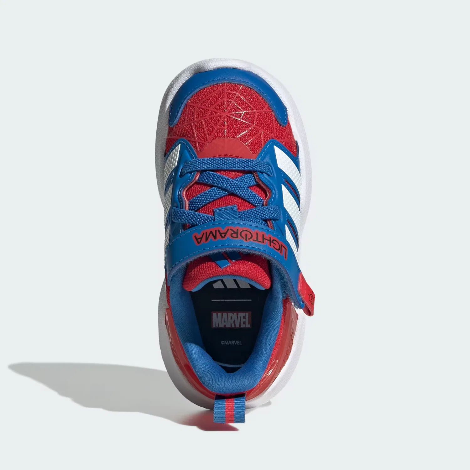 Детские кроссовки со светодиодной подсветкой Marvel Lightorama Spider-Man Adidas Sportswear, алый/белый/ярко-синий — фото 4