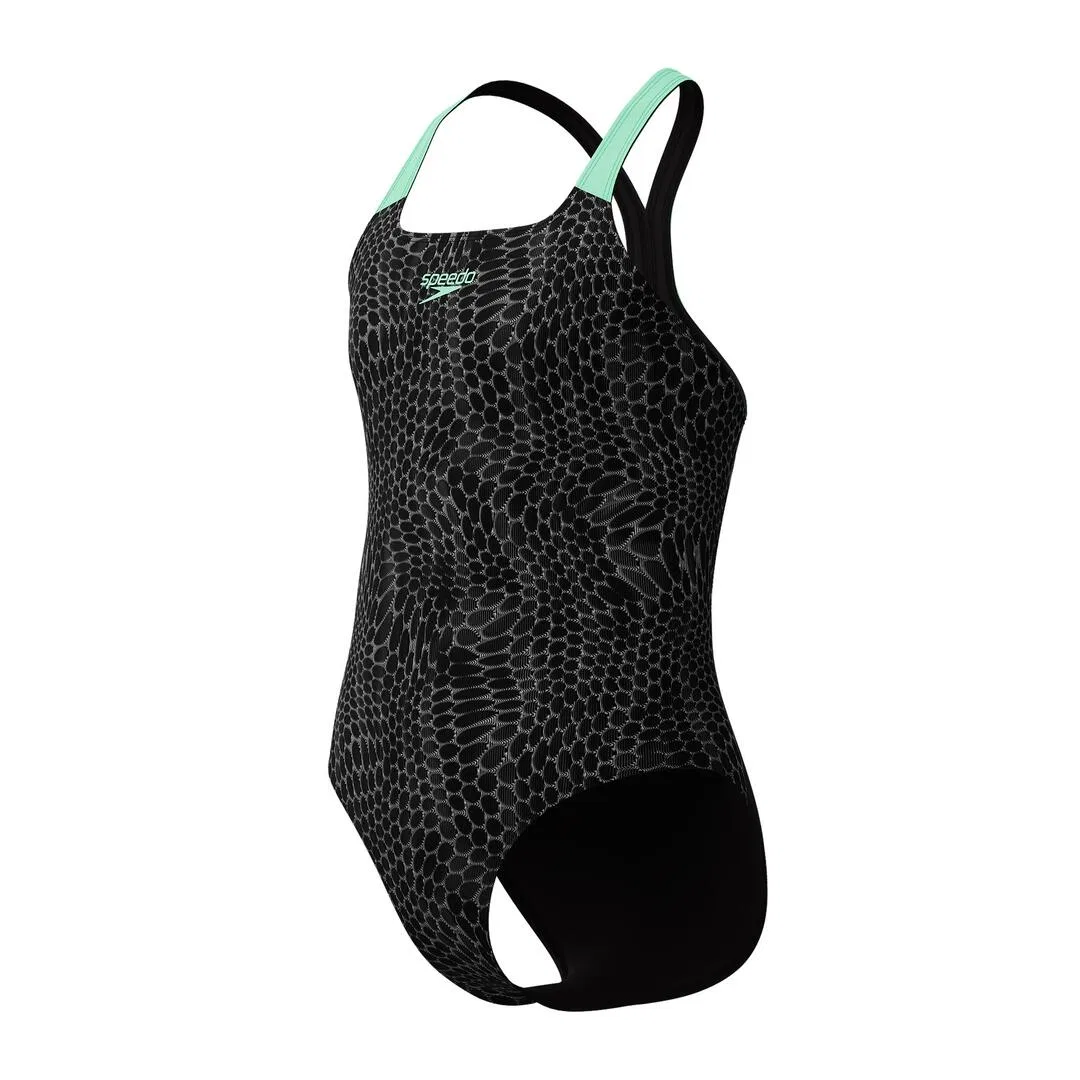 Детский купальник для девочек с открытой спиной Speedo Pt Alv Pwrbck, Grun — фото 3