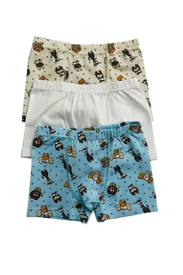 Детские боксеры для мальчиков с принтом Elmas Kids, Beige-Blue