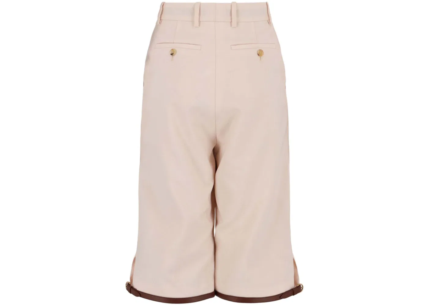 Женские шорты с кожаной отделкой Gucci, бежевый — фото 2