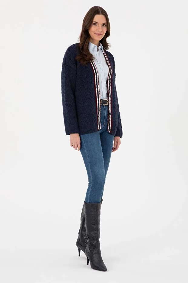 Женский кардиган с V-образным вырезом U.S. Polo Assn., Navy Blue — фото 4