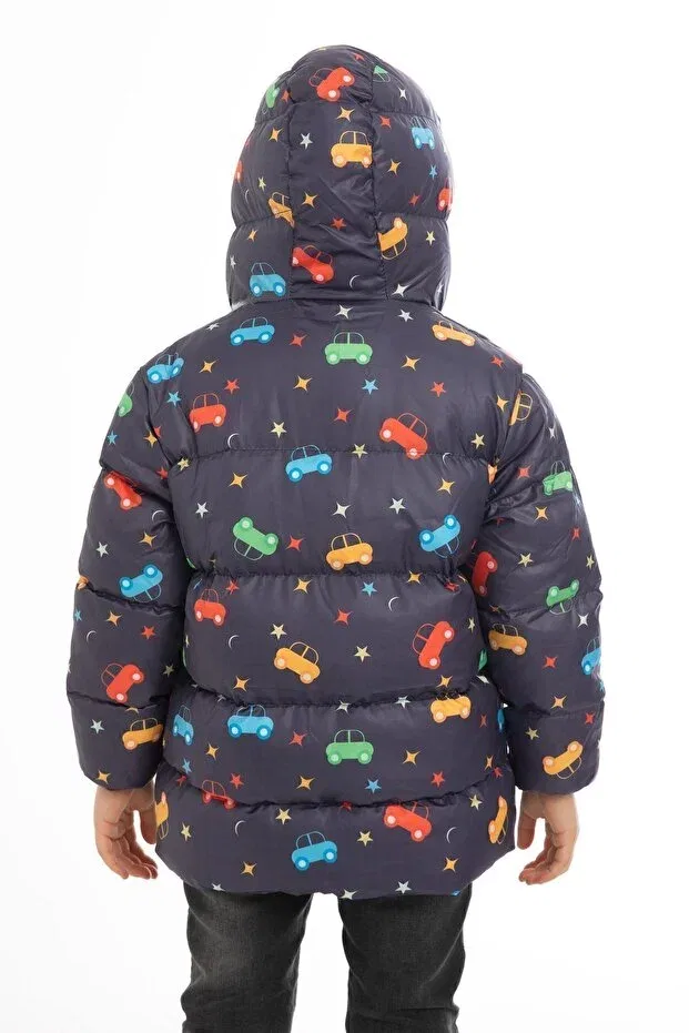 Детское зимнее пальто для мальчиков на молнии с капюшоном Outriverkids, Navy Blue — фото 4