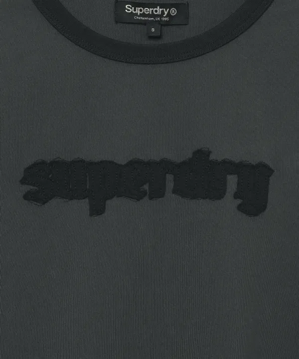 Футболка с круглым вырезом с винтажным логотипом Superdry, угольный — фото 4