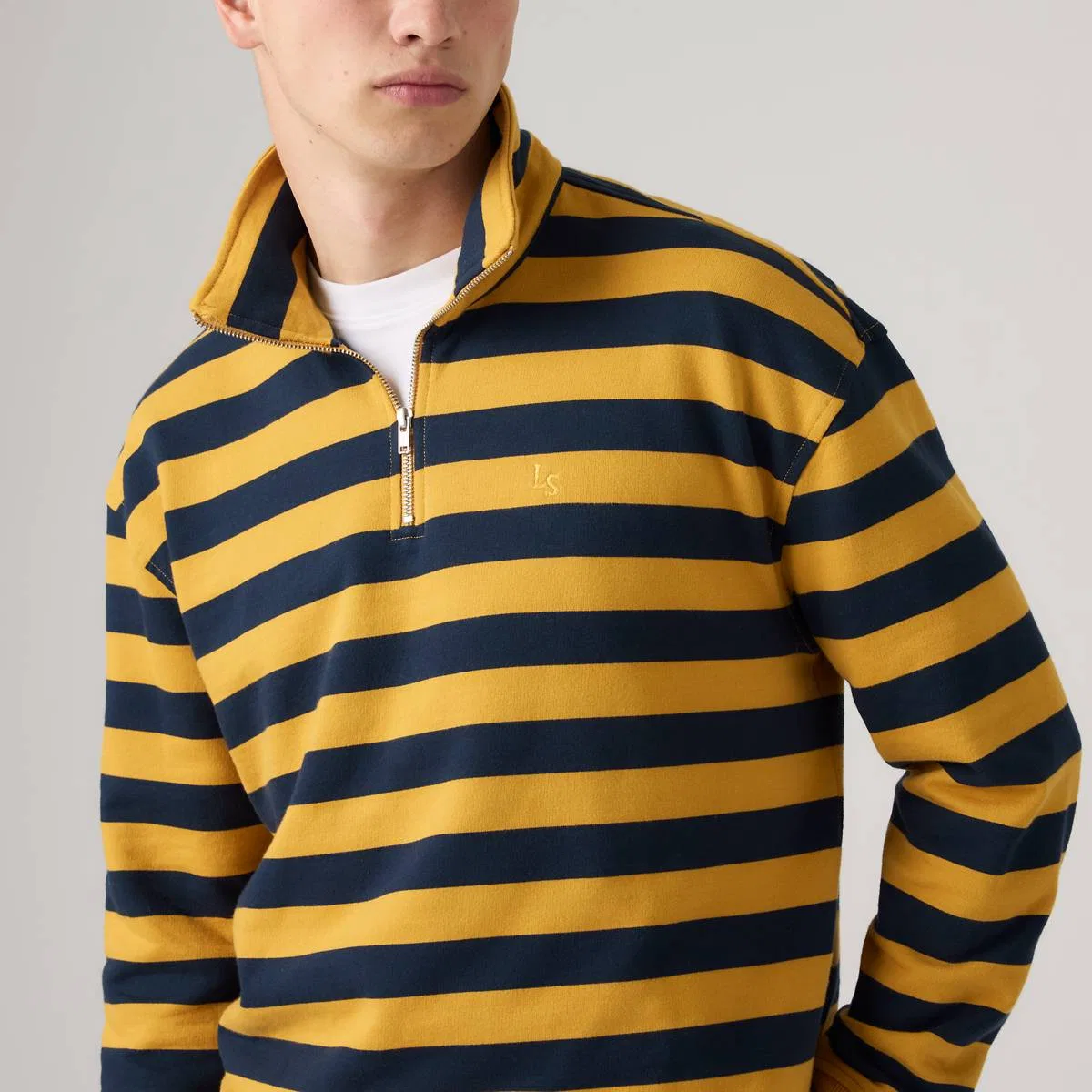 Толстовка Cameron с застежкой-молнией на четверть длины Levi's, Pollard Stripe Navy Blazer - Blue — фото 3