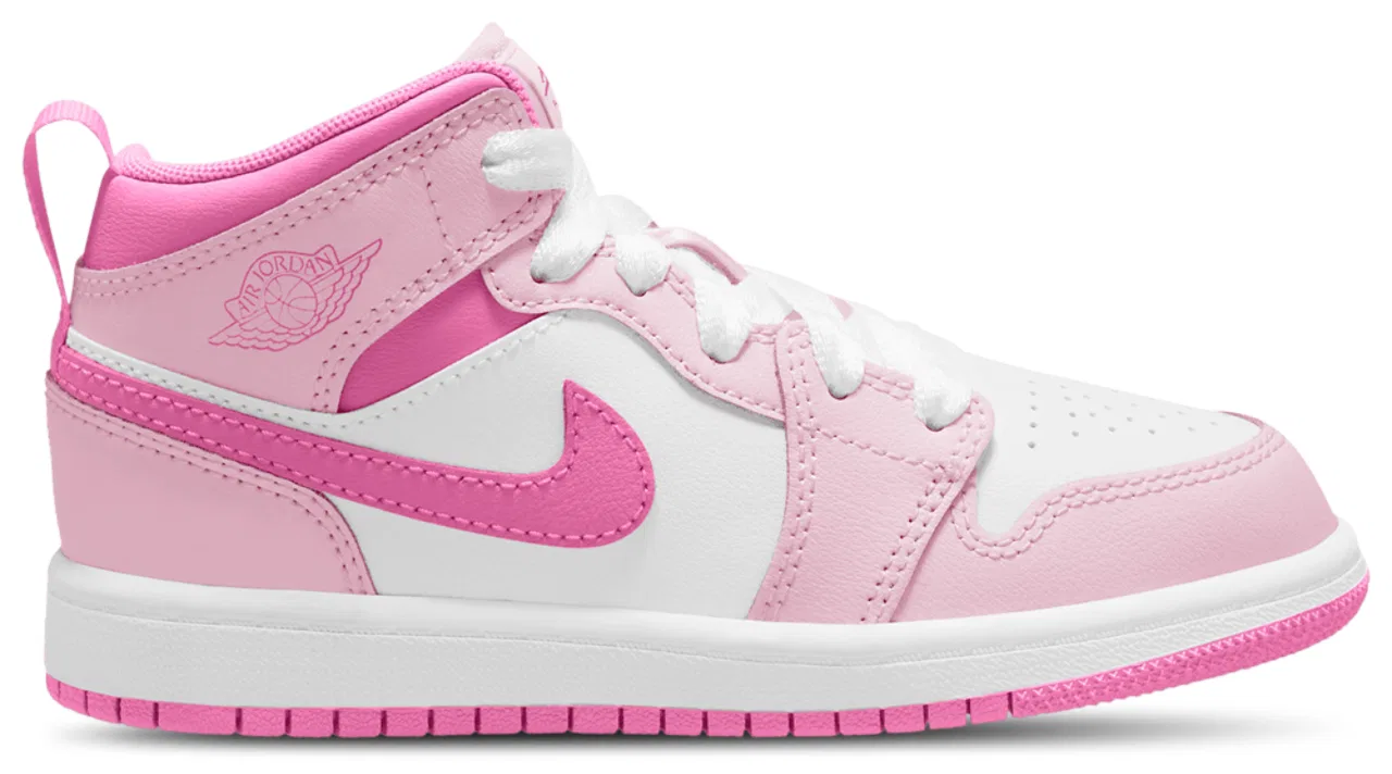 Детские кроссовки Jordan AJ 1 Mid, цвет Pink Foam/China Rose/Pink Foam