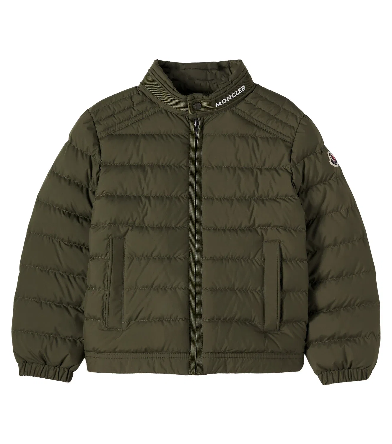 Пуховик с прошитыми стежками Moncler Enfant, зеленый
