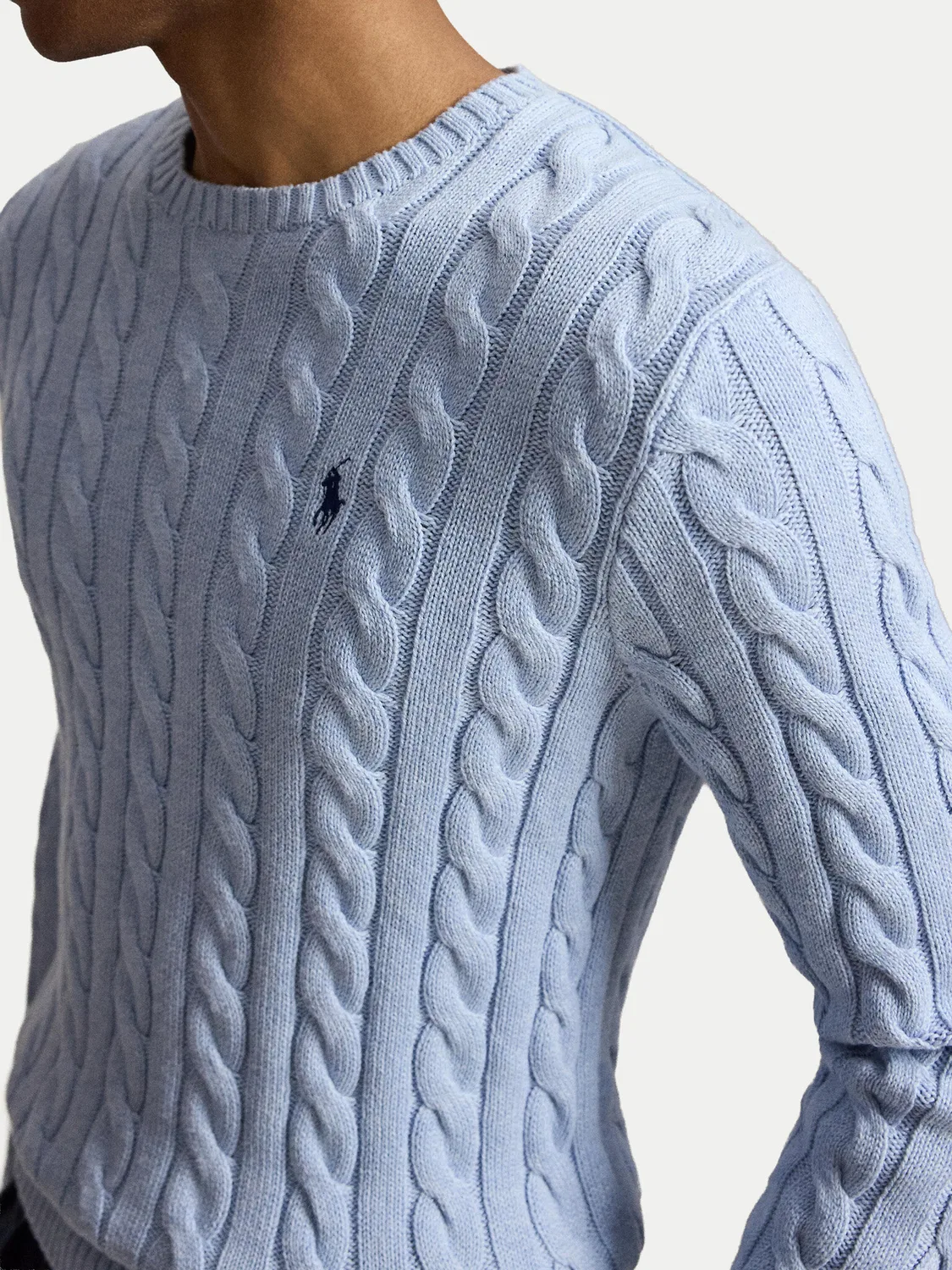Мужской пуловер стандартного кроя Cable Polo Ralph Lauren, голубой — фото 4