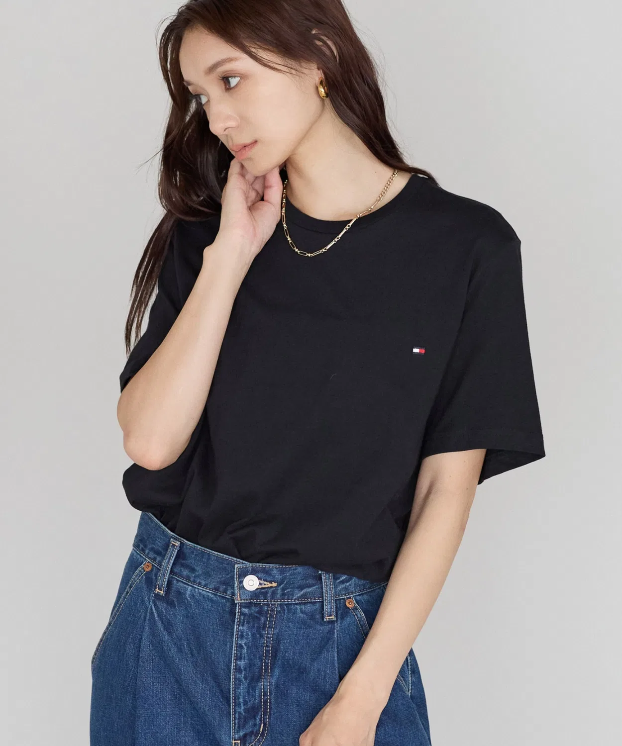 Женская футболка с флагом TOMMY HILFIGER, Черный