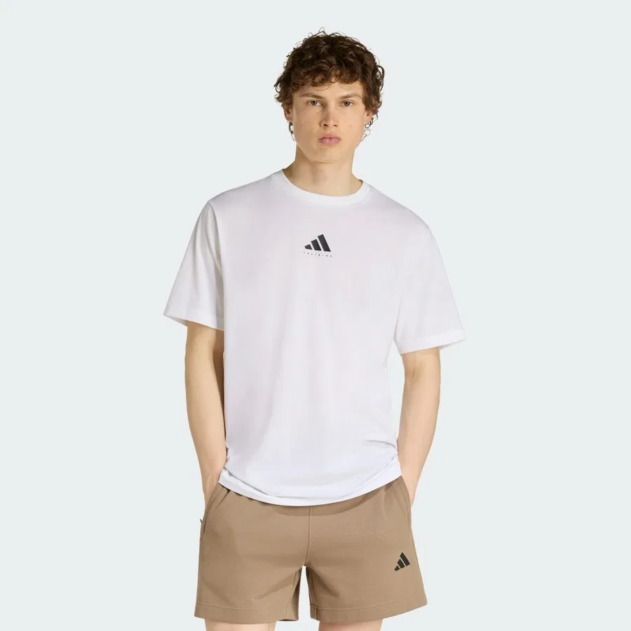 Спортивная футболка с принтом M Tr Cat G T adidas, Бело-черный