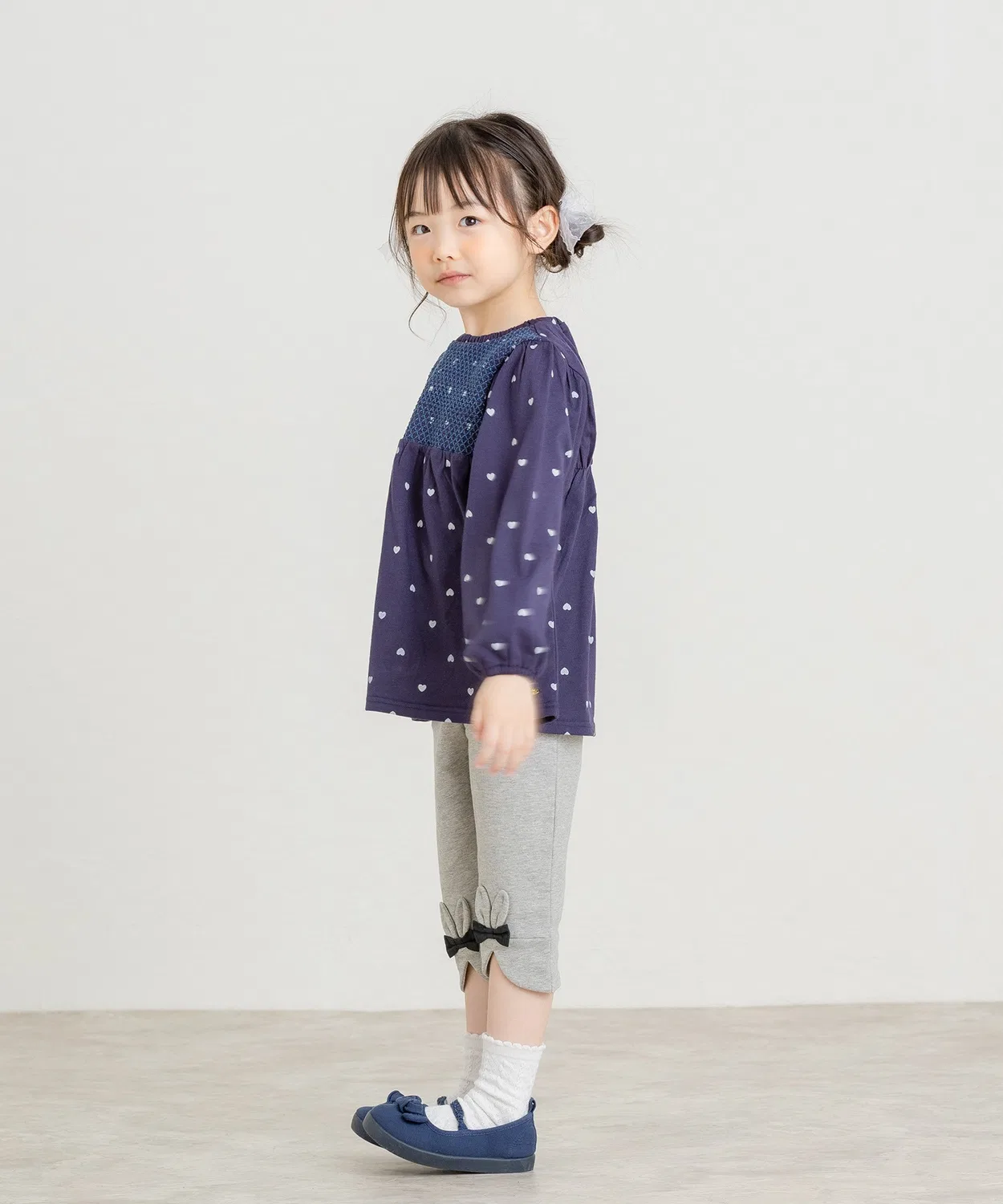 Детская туника с принтом Heart All-Over la poche biscuit, Navy — фото 2