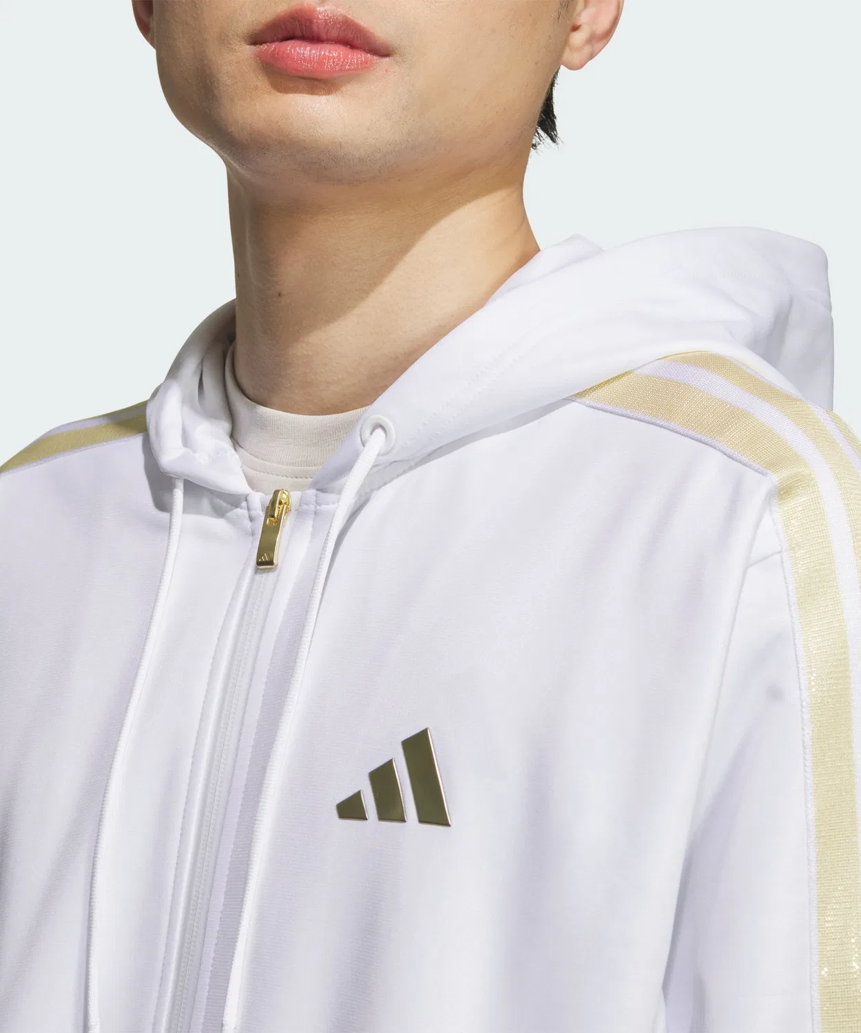 Мужская куртка-парка свободного кроя с капюшоном Stadium Gold, Adidas, Белый — фото 4