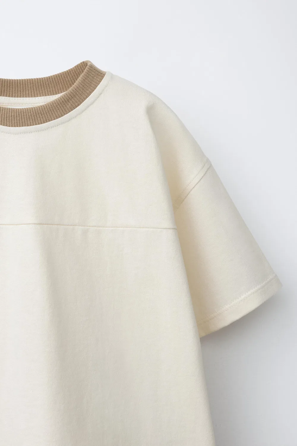 Комплект из простой футболки и махровых шорт-бермуд ZARA, Light Brown — фото 3
