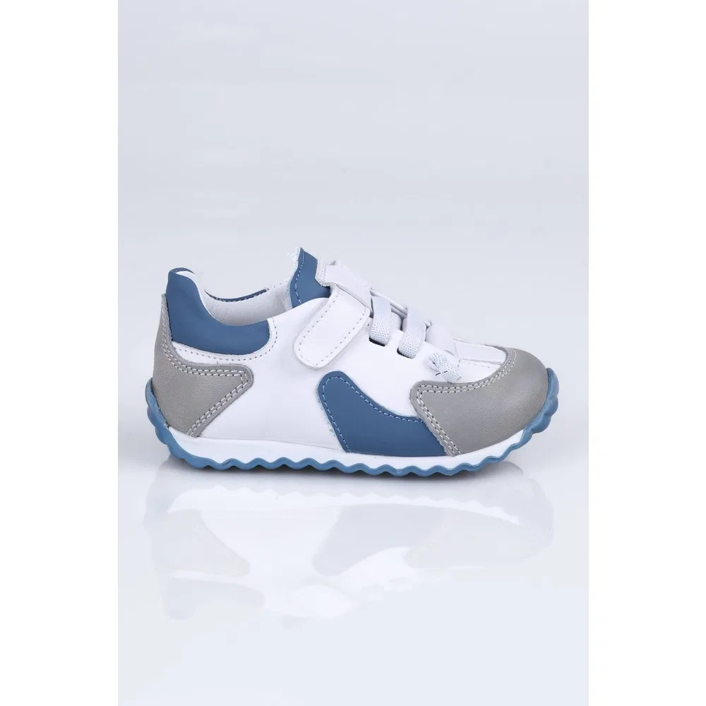 Детские кроссовки из натуральной кожи, White Blue, 5004 Perlina