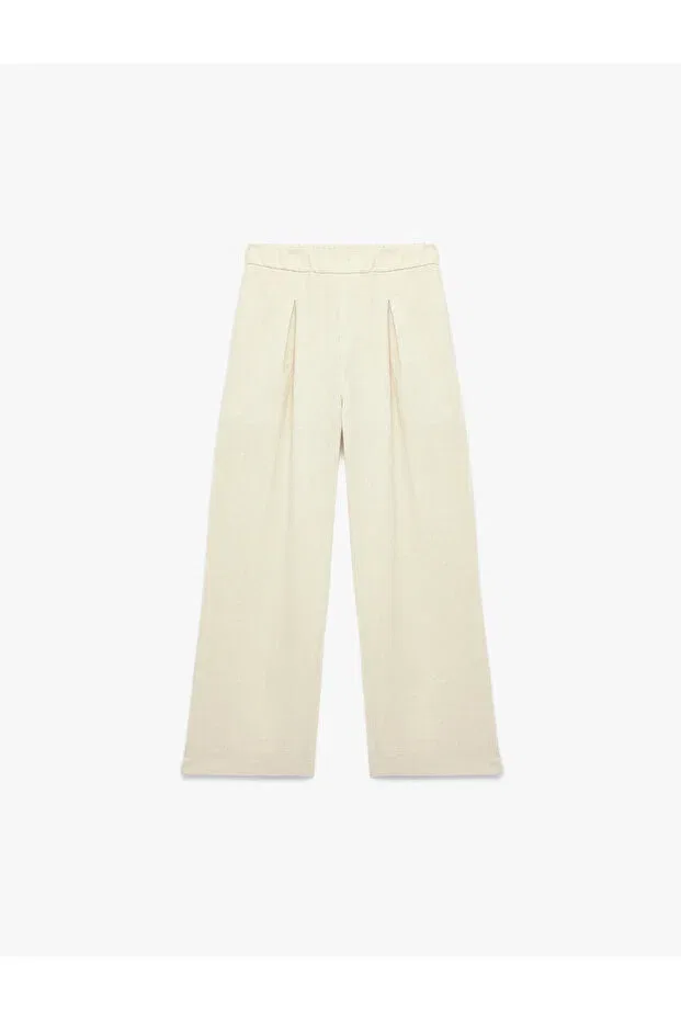 Детские брюки для девочек широкие со складками Koton, Beige