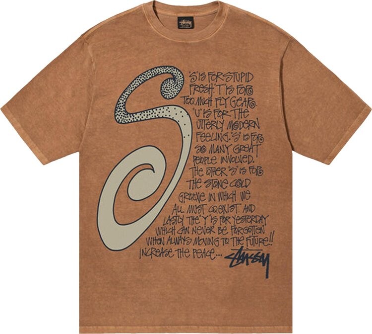 

Футболка Stussy S Talk Pigment Dyed Tee 'Almond', коричневый