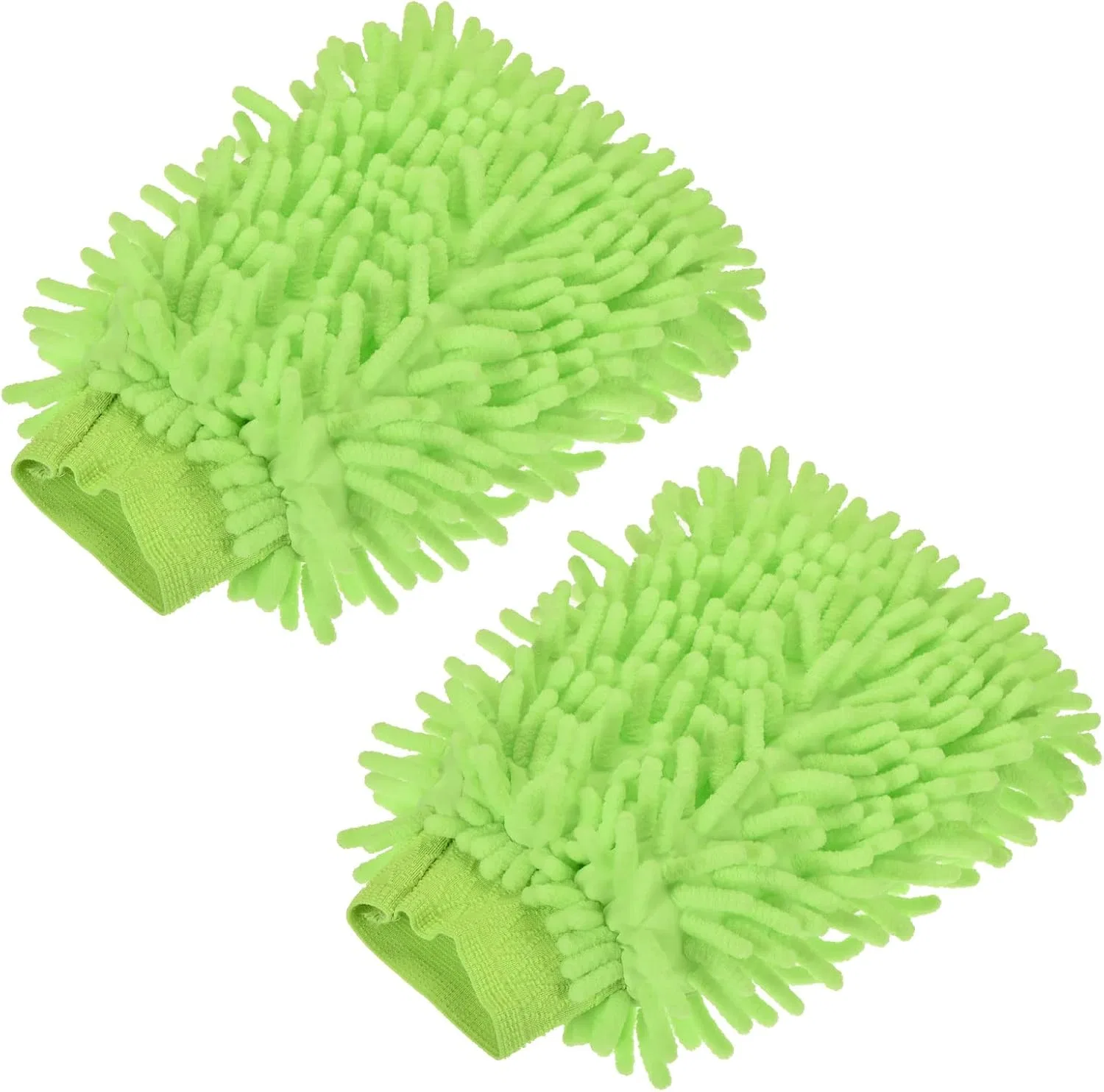 Микрофибровая варежка для мытья, 2 шт, Chenille, 220x150 мм, Light Green Sourcing Map