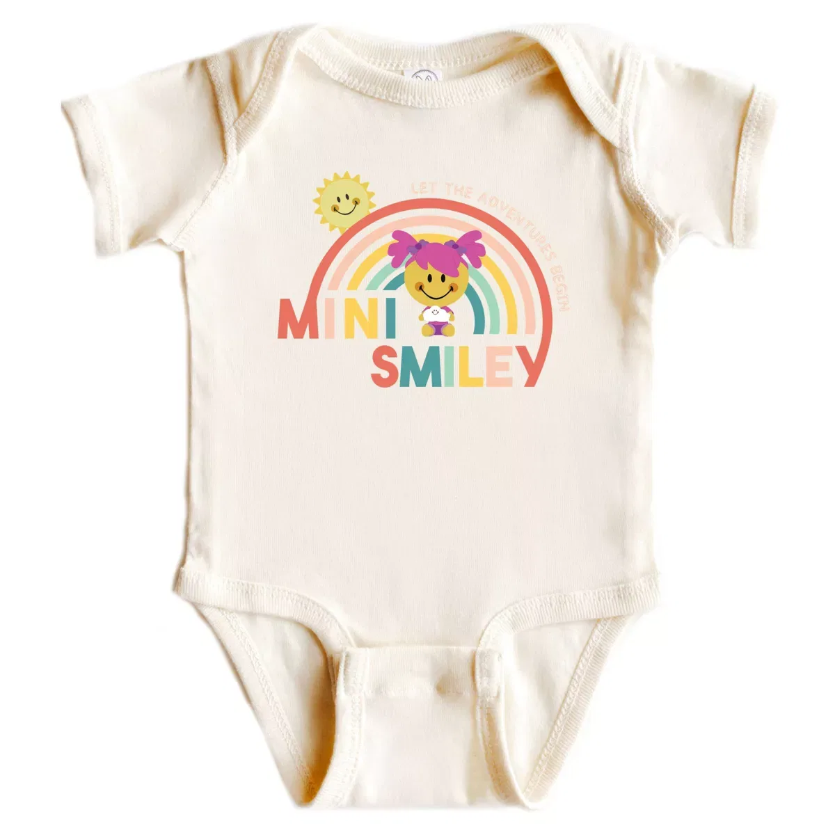 Детское боди с коротким рукавом Mini Smiley Let The Adventures Begin Aria The Juniper Shop, Natural