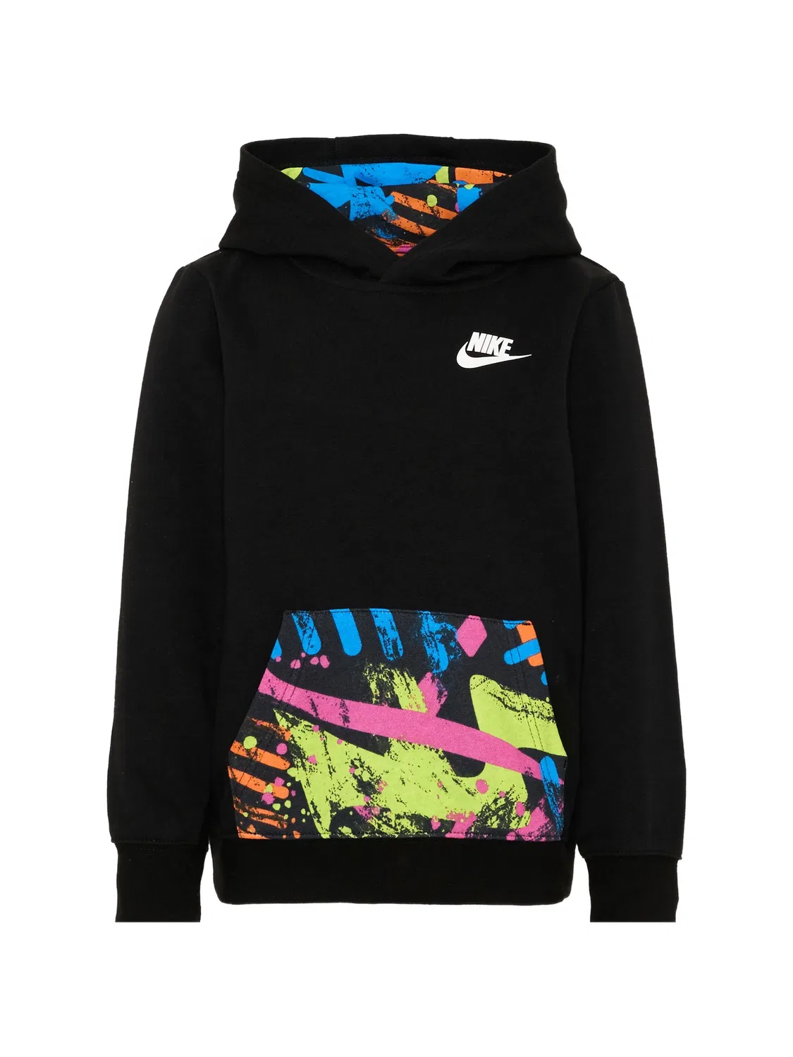 Худи с накладным карманом и логотипом Nike Kids, черный