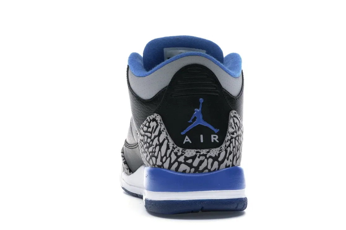 Детские кроссовки Lifestyle с принтом Jordan 3 Retro Jordan, Black/Sport Blue-Wolf Grey — фото 4