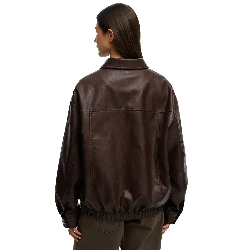 Женская куртка-бомбер с воротником Oversized Superdry, Brown — фото 2