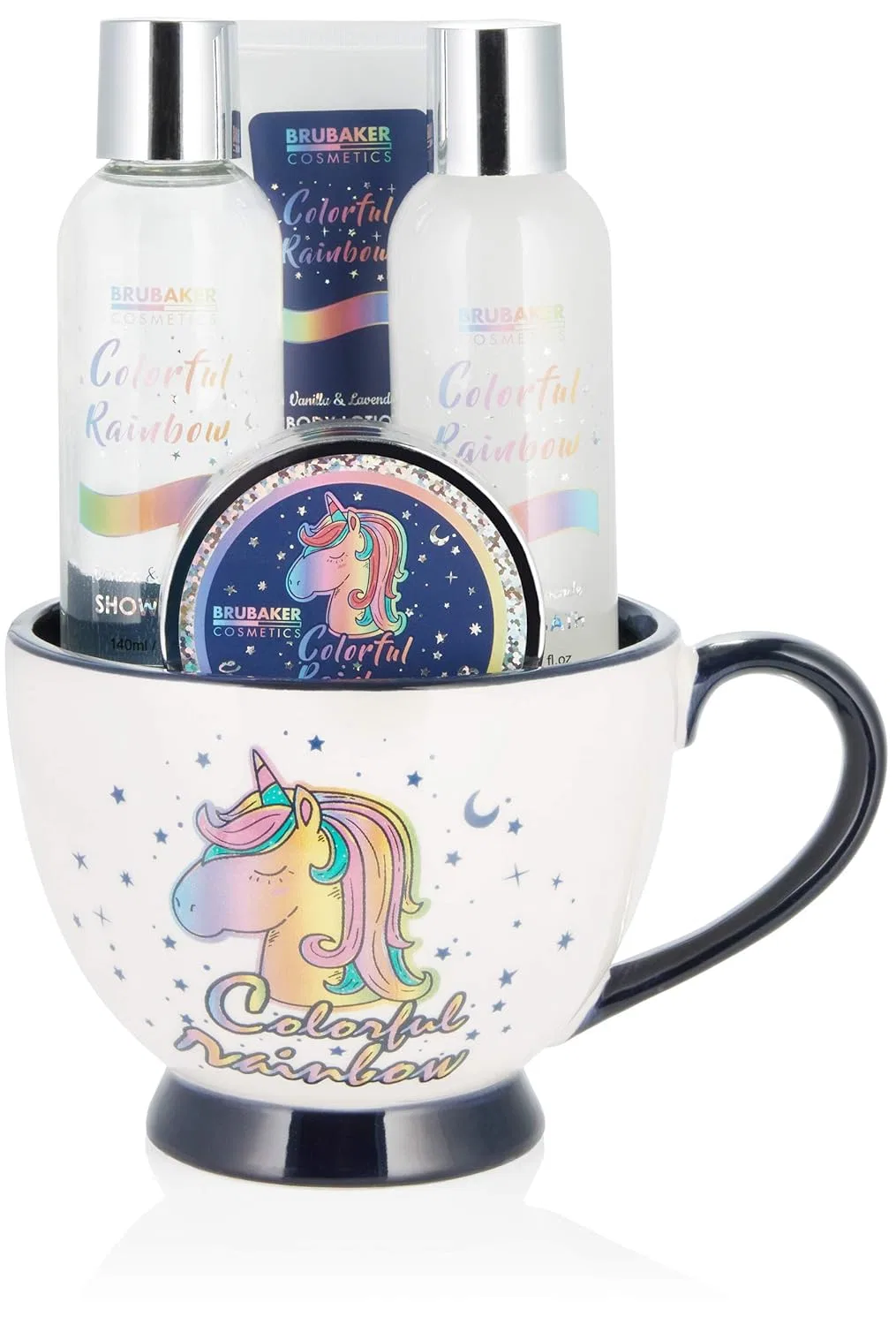 Набор для ухода за телом BRUBAKER Cosmetics «Unicorn Beauty Care» с ароматом ванили и лаванды Brubaker, 5-Piece Beauty Set In Xxl Coffee Mug — фото 2