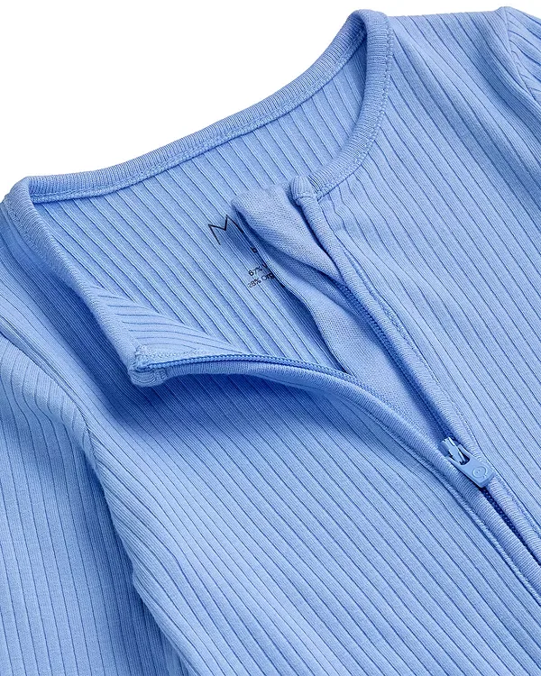 Детский комбинезон на молнии безрукавный с принтом Ribbed Zip Sleeper Mori, Hydrangea — фото 2