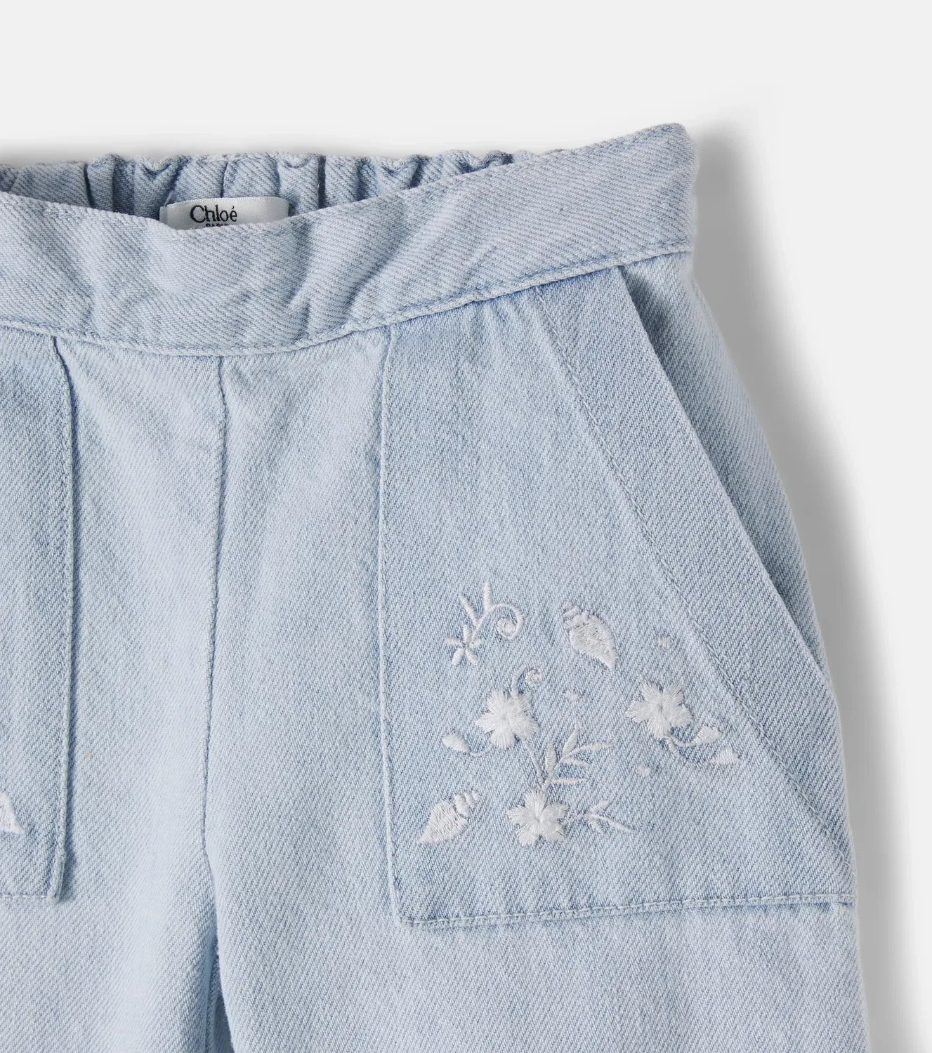 Джинсы с цветочным узором Chloé Kids, синий — фото 4