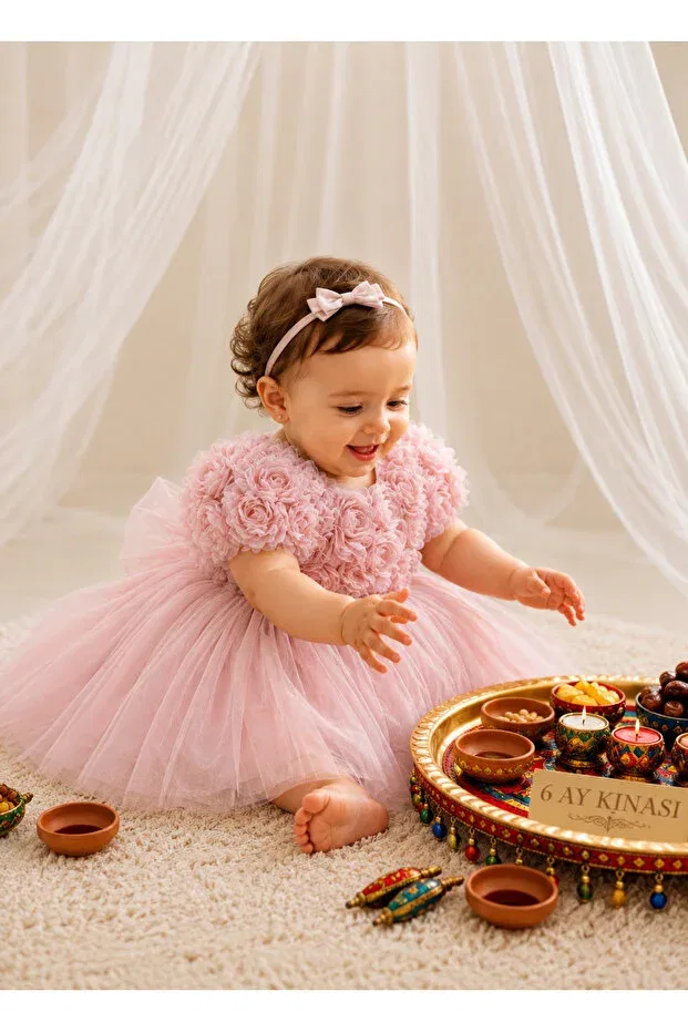 Детское платье для девочек с коротким рукавом 2Kids2Mom, Powder Pink — фото 4