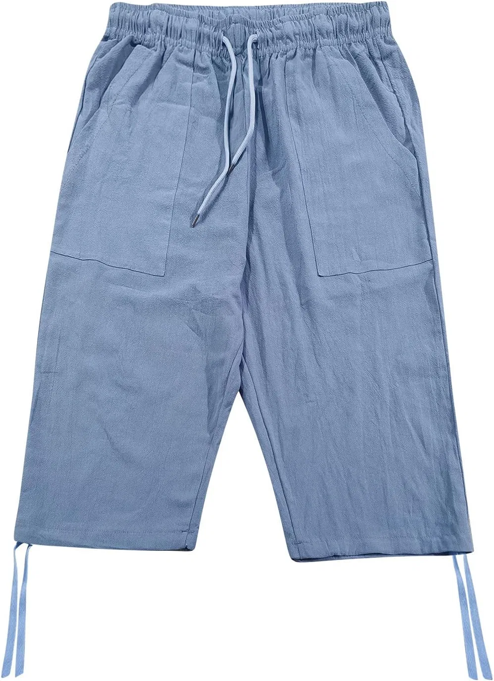 Мужские льняные брюки свободного кроя, Cotton Linen, синий