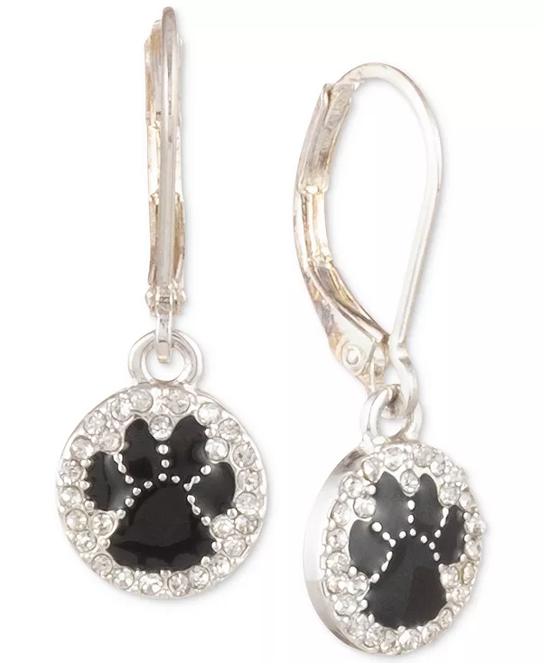 

Серьги-Подвески с паве из черных серебристых лап Pet Friends Jewelry, silver
