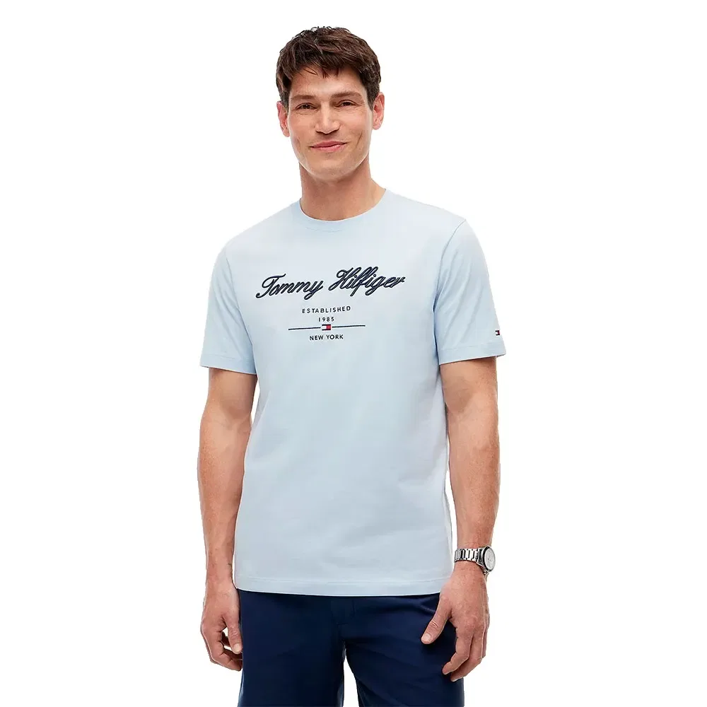 Футболка с коротким рукавом Script Logo Tommy Hilfiger, синий