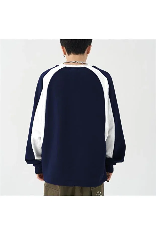 Детские свитшот оверсайз с принтом Y2K streetwear smarttooth printed Touz Moda, Navy Blue — фото 4