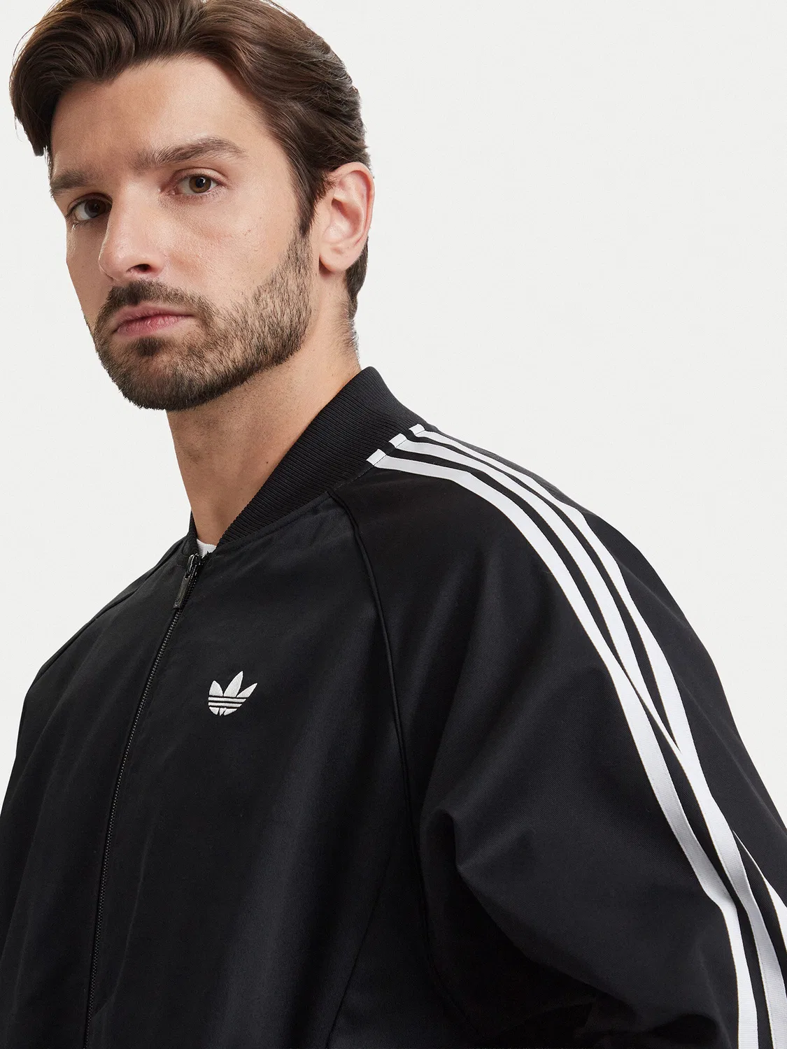 Мужской бомбер стандартного кроя Sst Adicolor Classics Cotton Twill Tracktop Adidas, черный — фото 4