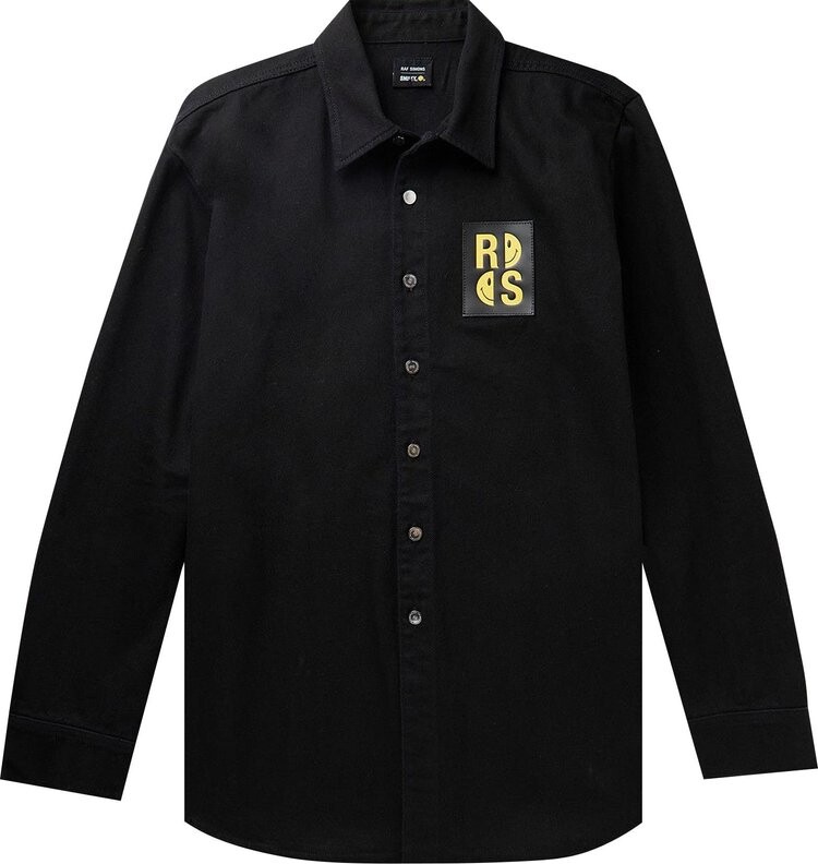 

Рубашка Raf Simons x Smiley Logo Patch Shirt 'Black', черный