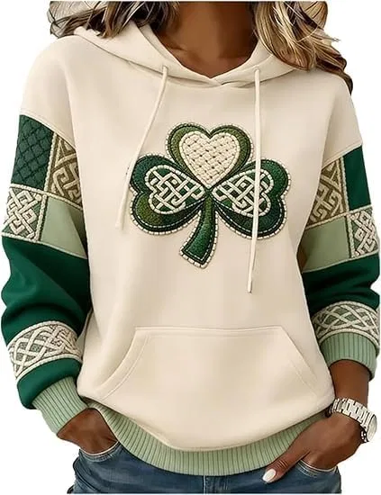 Женский свитшот с принтом Shamrock, Milky