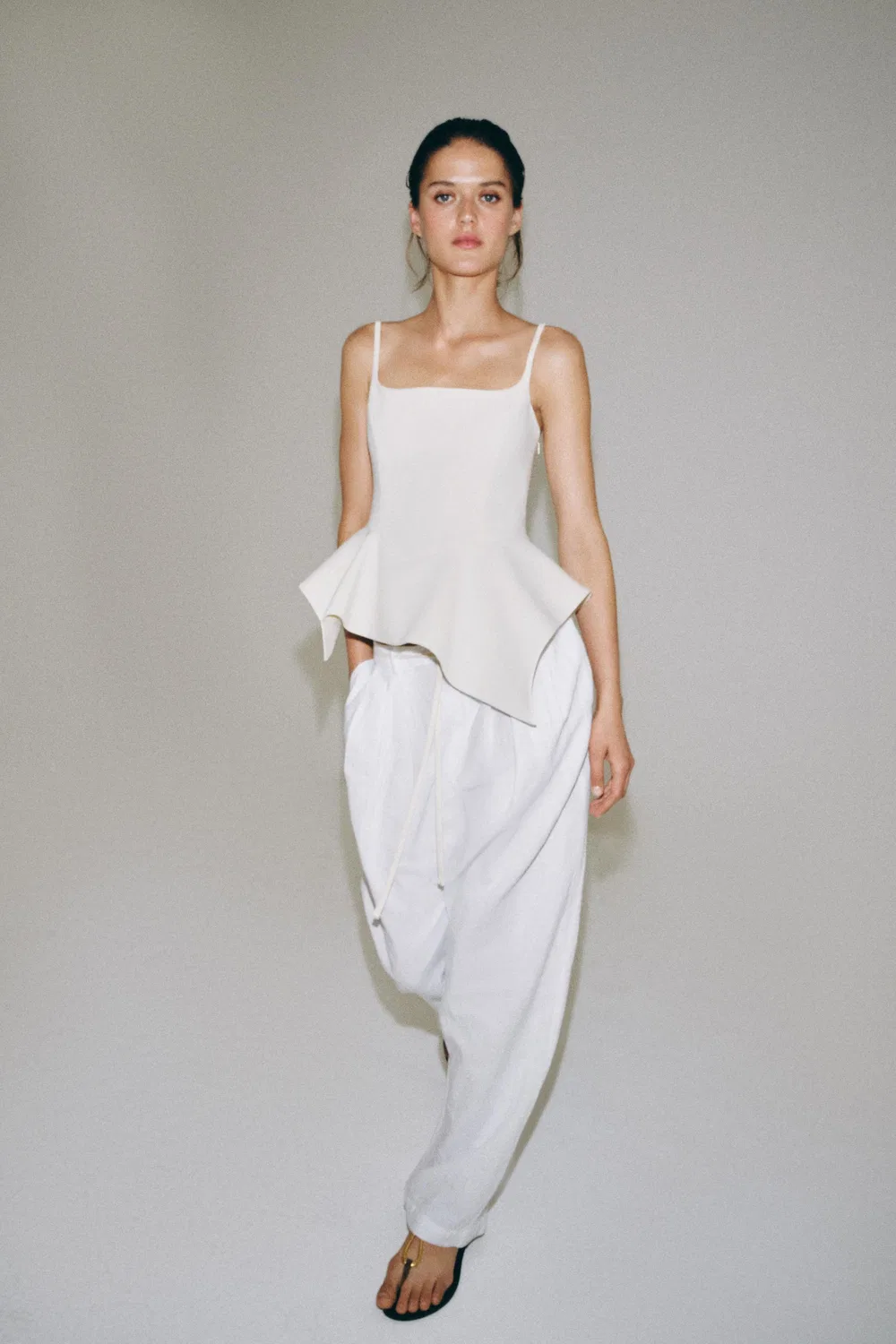 Топ с баской из коллекции ZW ZARA, Ecru