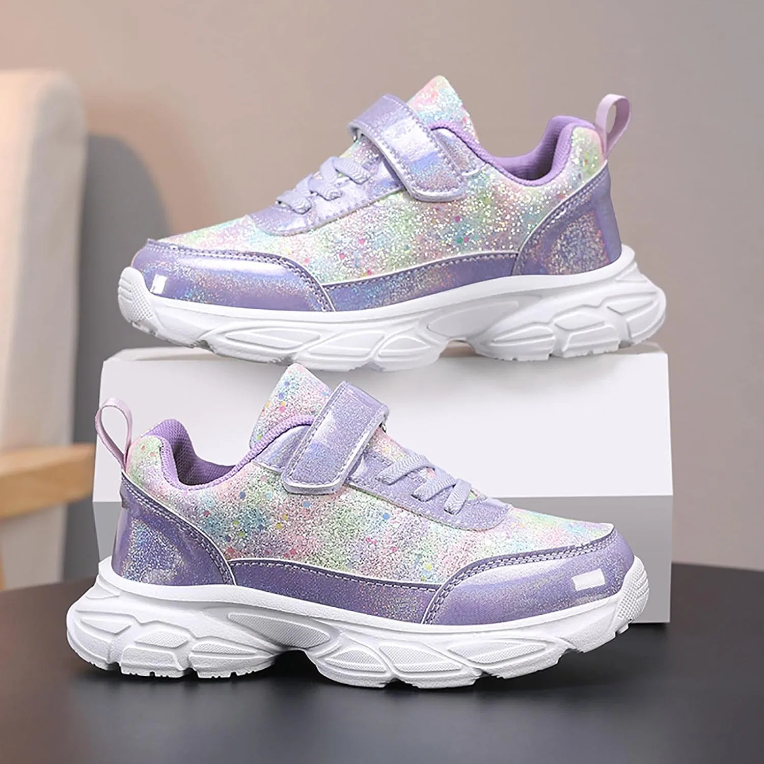 Детские кроссовки для девочек с мягкой подошвой IWIHMIV, Purple — фото 3