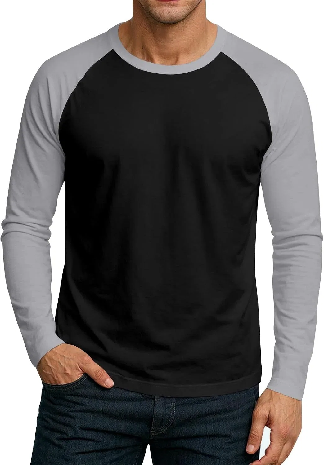Мужская длинная футболка с круглым вырезом, 2-Gray — фото 4