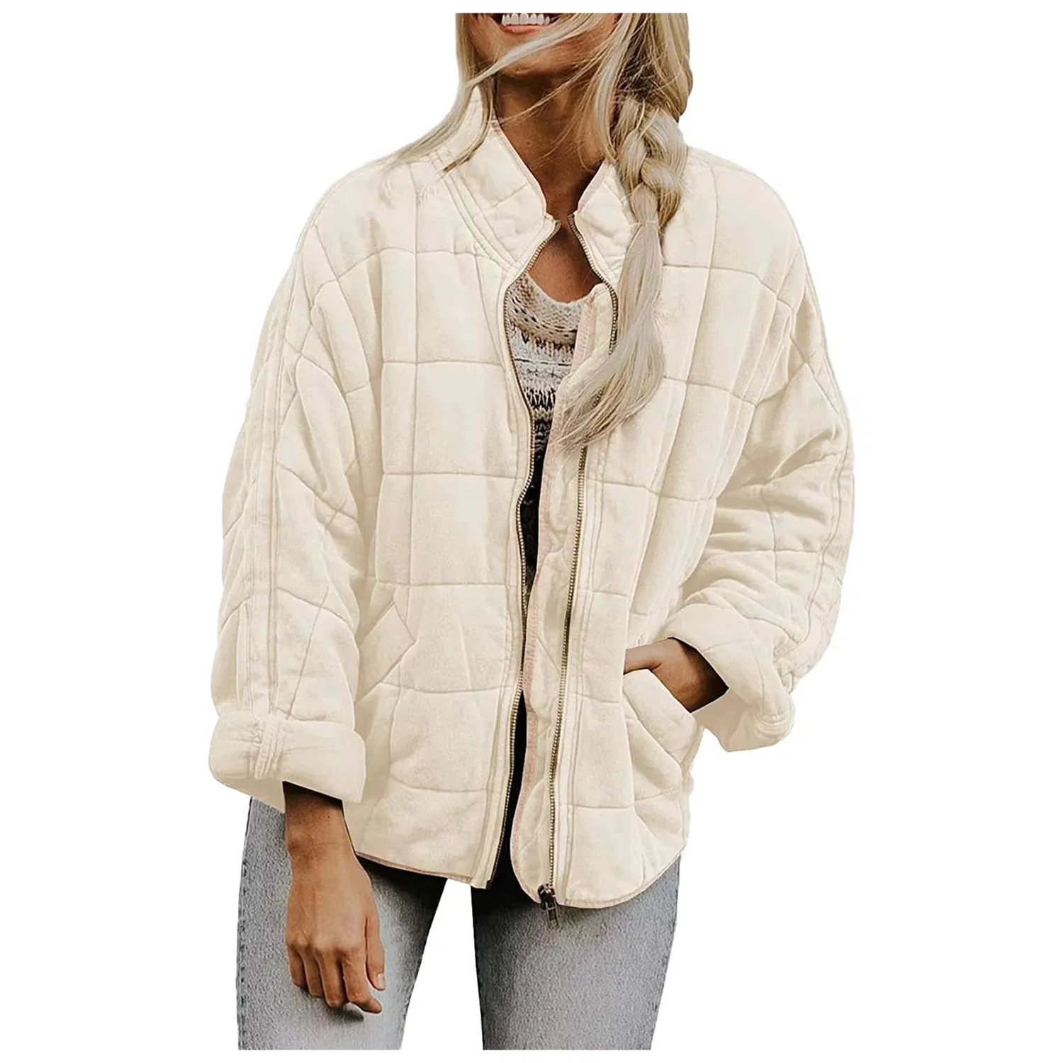 Женское хлопковое пальто с воротником и карманами, Beige
