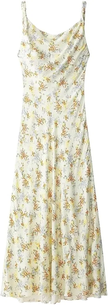 Женское сарафановое платье с принтом Satin, Yellow