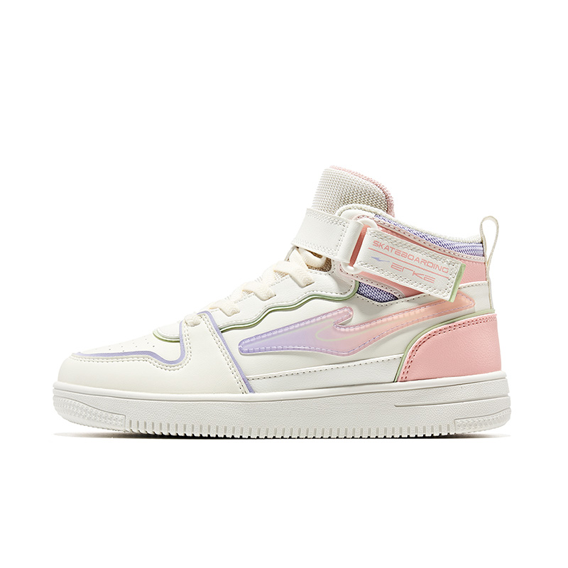 

Высокие детские скейтбординговые кроссовки белые ERKE KIDS, цвет слоновая кость/морская соль