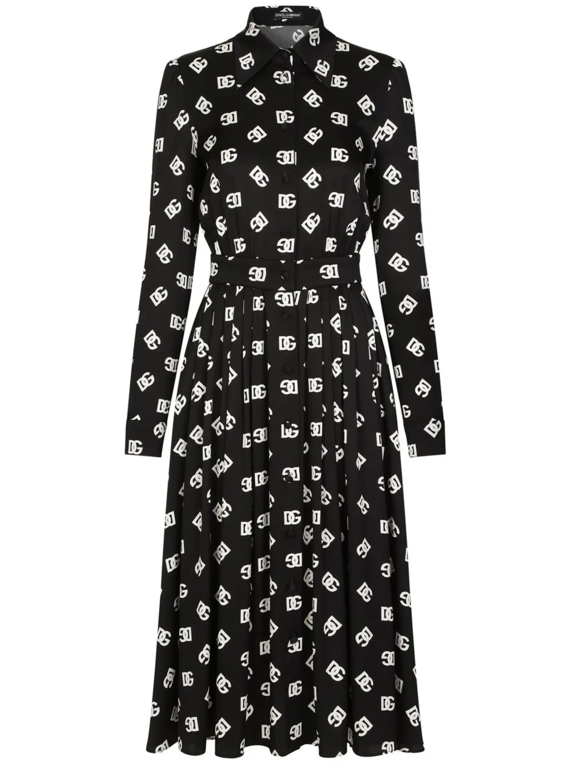 Dolce & Gabbana Платье миди с логотипом, черное