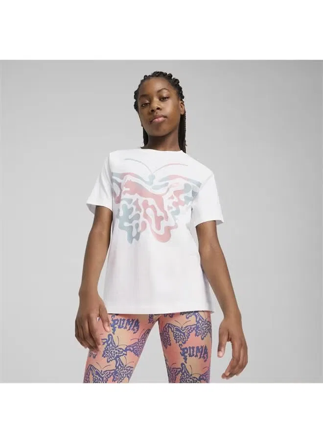 Футболка с принтом бабочки Butterfly vibe logo youth Puma, белый