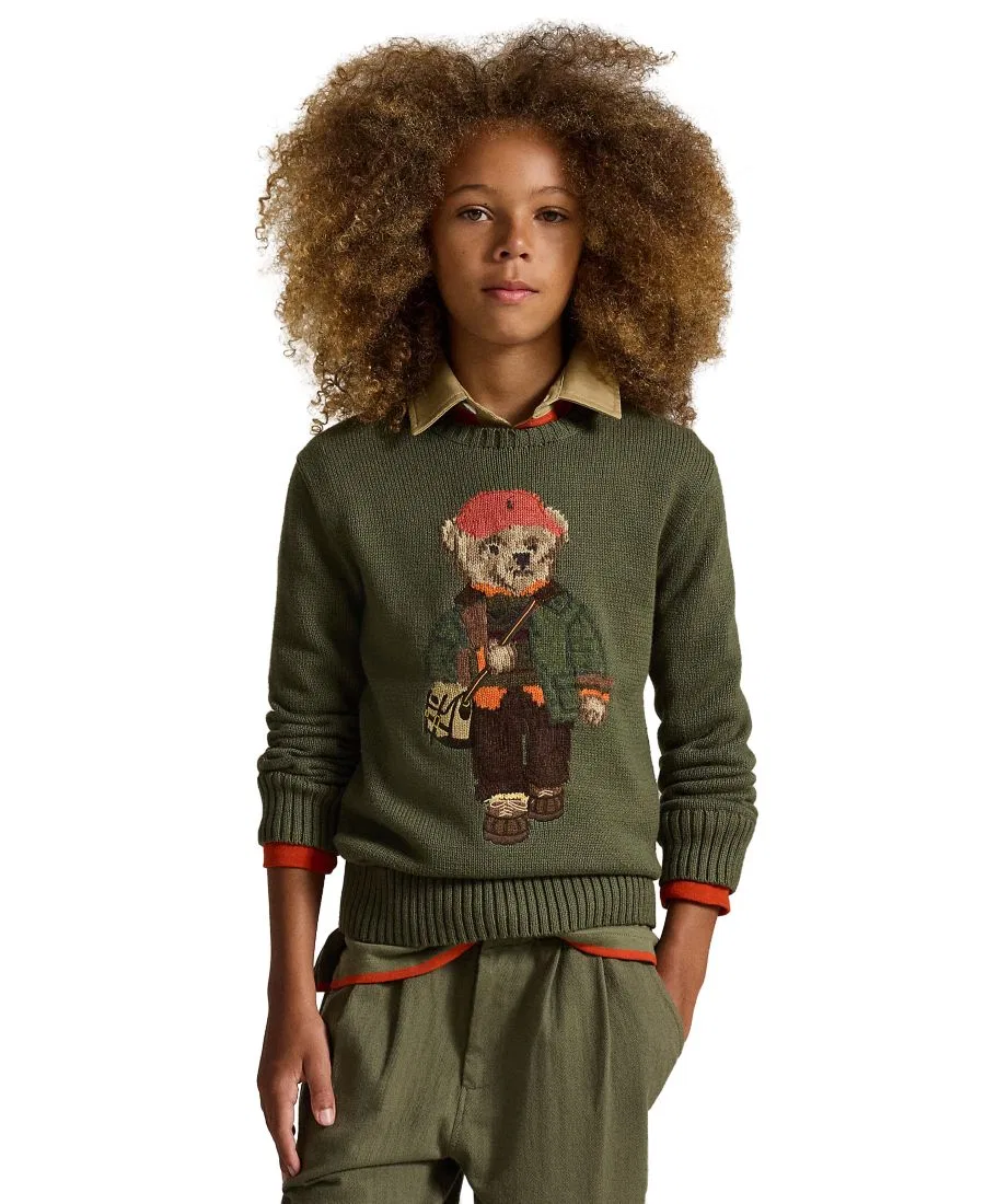 Детский свитер Polo Bear с вышивкой (8-20 лет) Polo Ralph Lauren, Cruise Olive